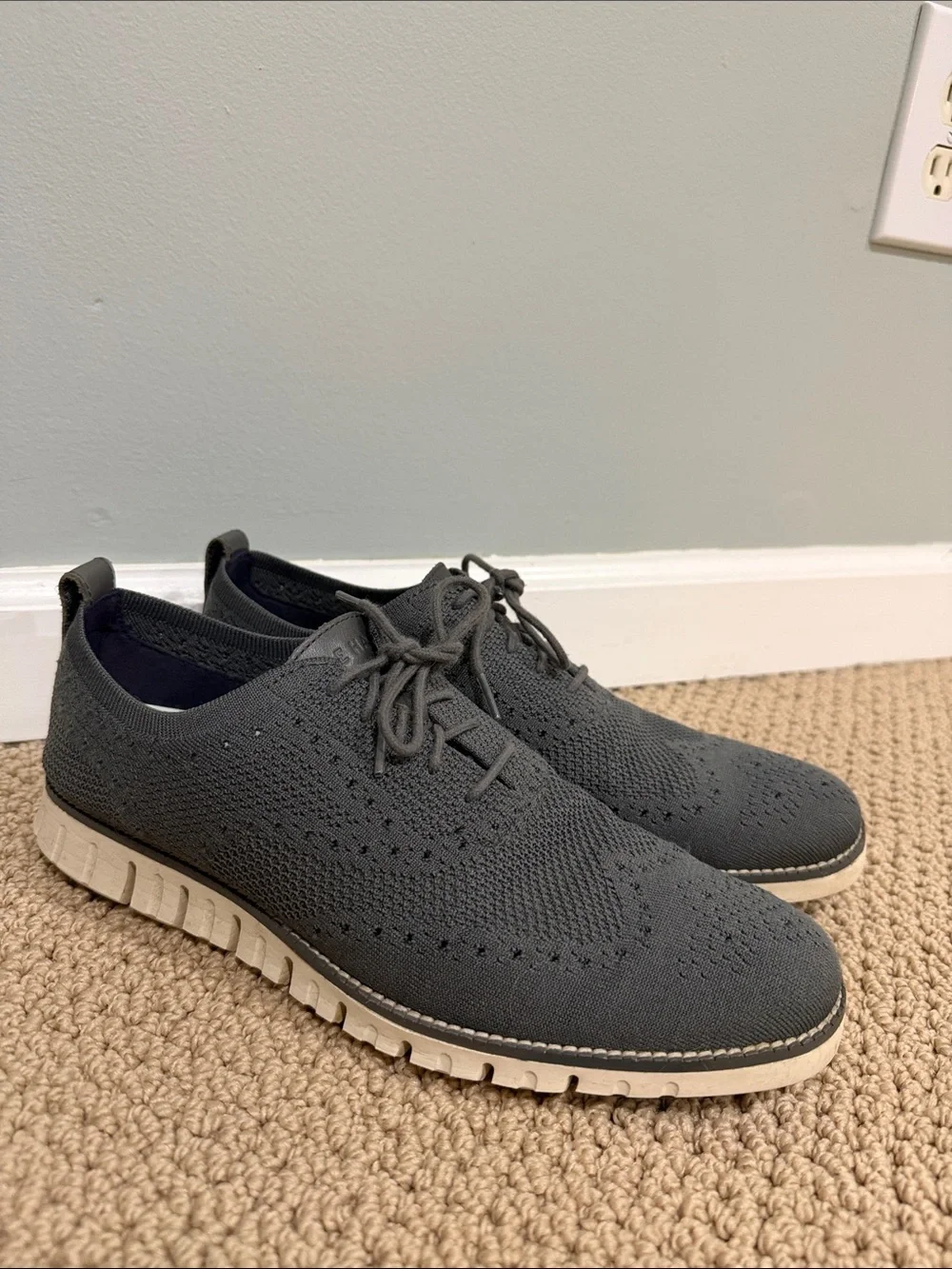 Cole Haan Men's Knit Oxford in Dark Gray with Cream Sole